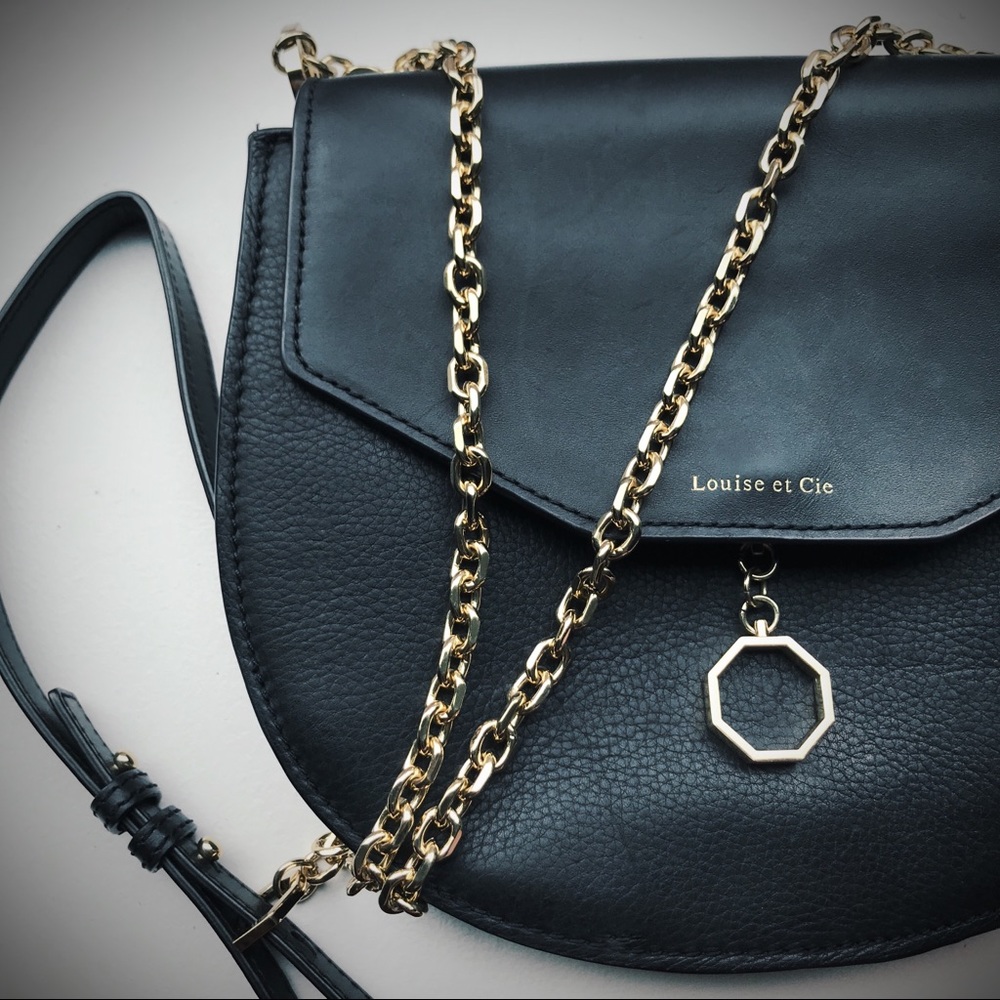 LOUISE ET CIE Jael Leather Black & Gold Crossbody✨